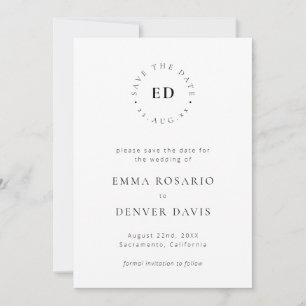 Einfacher Monogramm-Kreis Moderner Minimalistische Save The Date
