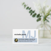 Einfacher Monogramm-Name Elektrisch Visitenkarte (Stehend Vorderseite)