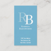 Einfacher Monogramm-QR-Code Blau | Verbinde dich m Visitenkarte (Vorderseite)