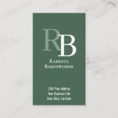 Einfacher Monogramm-QR-Code Grün | Verbinde dich m Visitenkarte (Vorderseite)