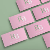 Einfacher Monogramm-QR-Code Rosa | Verbinde dich m Visitenkarte