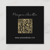 Einfacher Monogramm-QR-Code Schwarz Quadratische Visitenkarte (Rückseite)
