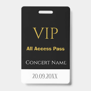 Einfacher Name Datum VIP All Access Pass Konzert  Ausweis