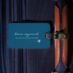 Einfacher Name des blauen Reisenden Gepäckanhänger