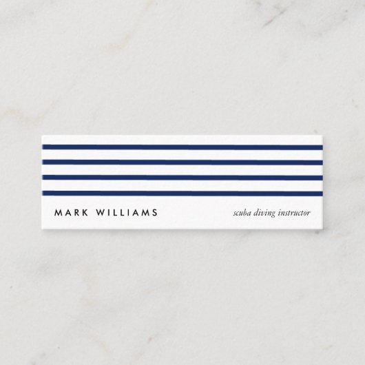 Einfacher nautical Blue modern navy lines card Mini Visitenkarte (Vorderseite)