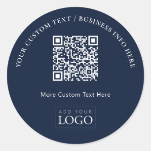 Einfacher Navy Business Logo QR Code Werbe- Runder Aufkleber