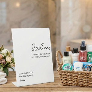 Einfacher neutraler Damen-Hochzeits-Badezimmer-Kor Sockelschild