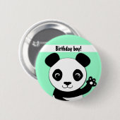 Einfacher niedlicher Panda Geburtstagsjunge Button (Vorne & Hinten)