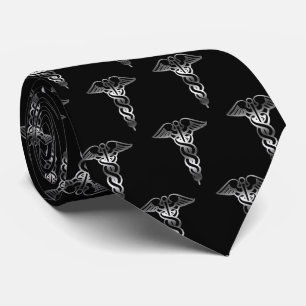 Einfacher nobler eleganter silberner Caduceus Krawatte