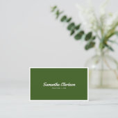 Einfacher Olive Green Border Script QR Code Visitenkarte (Stehend Vorderseite)
