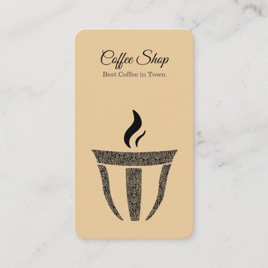 Einfacher Ornament-Coffee Shop Beruflich Visitenkarte (Vorderseite)