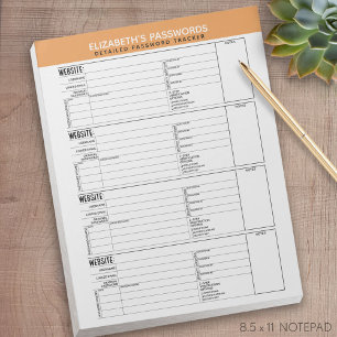 Einfacher Passwort-Tracker mit Benutzername Notizblock