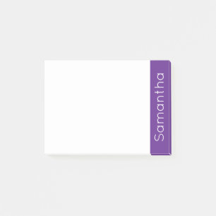 Einfacher personalisierter Name Lila und Weiß Post-it Klebezettel
