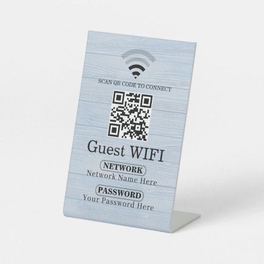 Einfacher personalisierter WLAN-Netzwerk-QR-Code-P Sockelschild (Vorderseite)