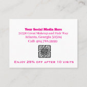 Einfacher Pink & Black Business QR Code Treuekarte (Rückseite)