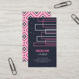 Einfacher | Pink-u. Marine-Blau-Architekt der Visitenkarte