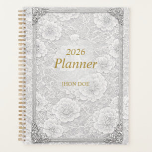 Einfacher Planer mit Rahmen und Blumen 