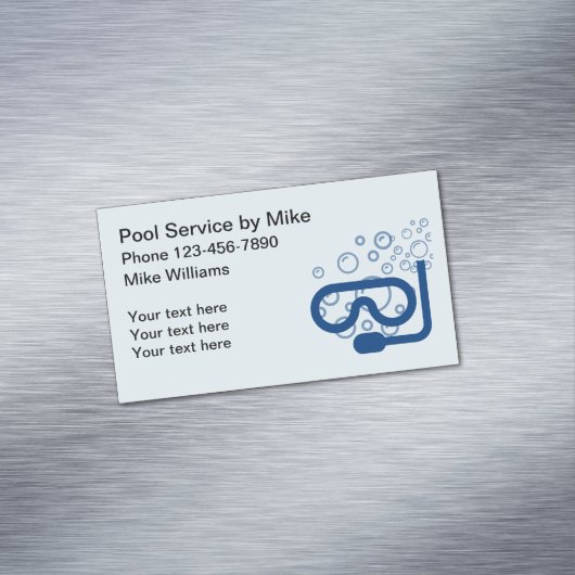 Einfacher Pool-Service Magnetische Visitenkarte (Beispiel)