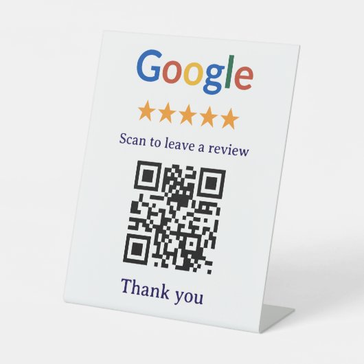 Einfacher professioneller Google-Review-QR-Code fü Sockelschild (Vorderseite)