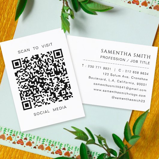Einfacher professioneller minimaler QR-Code Visitenkarte