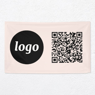 Einfacher QR-Code für Logos und Texte Rosa rot Banner