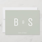 Einfacher QR-Code für moderne Sage Monogram Save t Save The Date (Vorderseite)