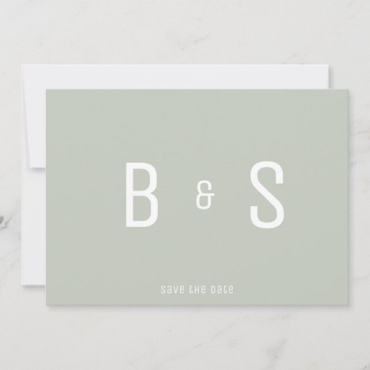 Einfacher QR-Code für moderne Sage Monogram Save t Save The Date (Vorderseite)