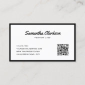 Einfacher QR-Code für Schwarz und Weiß Visitenkarte (Rückseite)