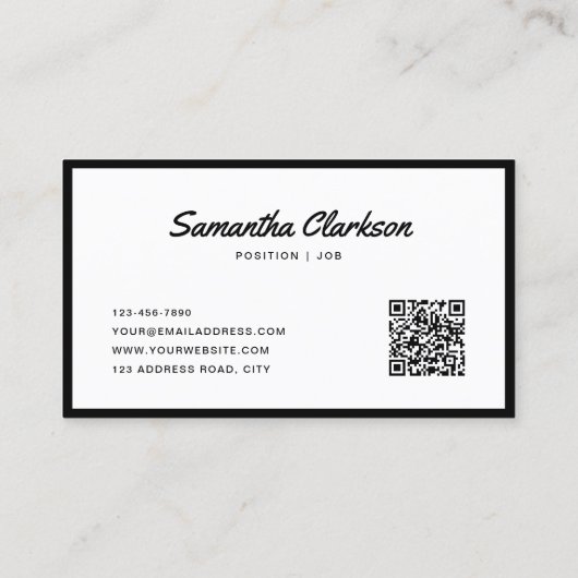 Einfacher QR-Code für Schwarz und Weiß Visitenkarte (Rückseite)