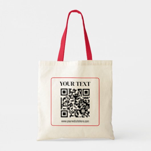 Einfacher QR-Code mit rotem Rand Tragetasche (Rückseite)