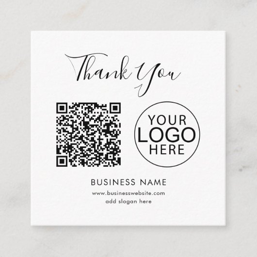 Einfacher QR-Code und geschäftliches Logo Danke Begleitkarte (Vorderseite)