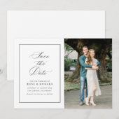 Einfacher Rahmen elegantes Skript Save-the-Date Einladung (Vorne/Hinten)