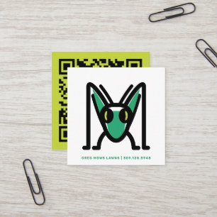 Einfacher Rasen-Service-Grashopper-Maskottchen-QR- Quadratische Visitenkarte