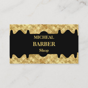 Einfacher Rasierer Goldklinge Barbier Visitenkarte