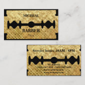 Einfacher Rasiermesser-Goldblatt-Friseur Visitenkarte (Vorne/Hinten)