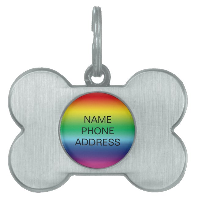 Einfacher Regenbogenname Kontaktinfo Hund Tiermarke (Vorderseite)