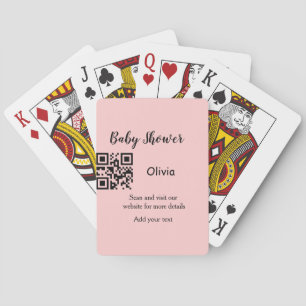 Einfacher rosa QR-Code für Baby Shower, Name-Text  Spielkarten