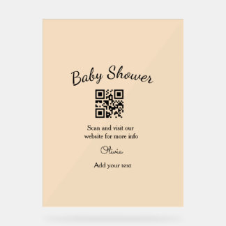 Einfacher rosa QR-Code für Babyparty, Name-Text hi Acrylschild