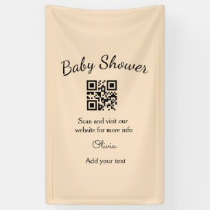 Einfacher rosa QR-Code für Babyparty, Name-Text hi Banner