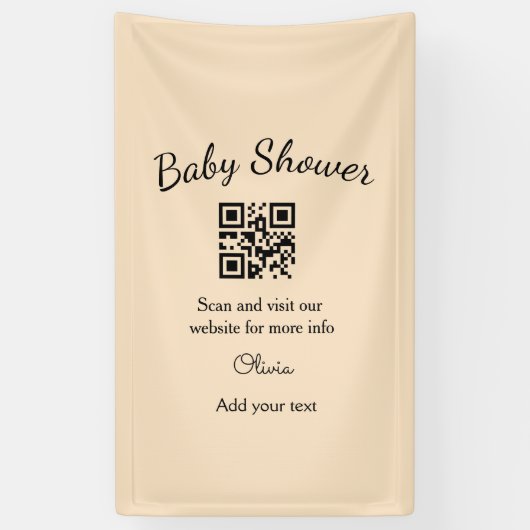 Einfacher rosa QR-Code für Babyparty, Name-Text hi Banner (Vertikal)