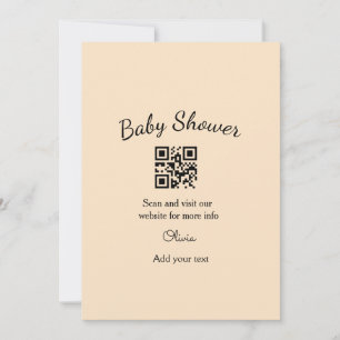 Einfacher rosa QR-Code für Babyparty, Name-Text hi Einladung