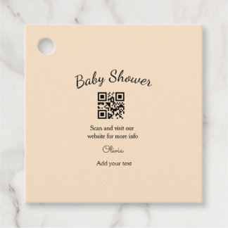 Einfacher rosa QR-Code für Babyparty, Name-Text hi Geschenkanhänger