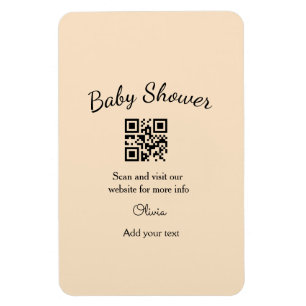 Einfacher rosa QR-Code für Babyparty, Name-Text hi Magnet