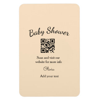Einfacher rosa QR-Code für Babyparty, Name-Text hi Magnet