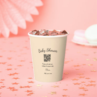 Einfacher rosa QR-Code für Babyparty, Name-Text hi Pappbecher