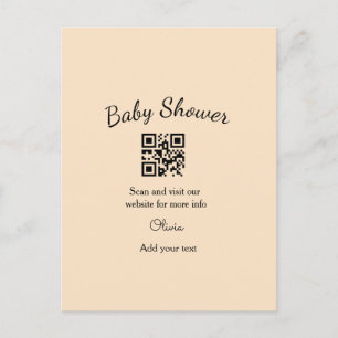Einfacher rosa QR-Code für Babyparty, Name-Text hi Postkarte