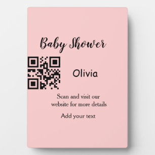 Einfacher rosa QR-Code für Babyparty, Namenstext h Fotoplatte