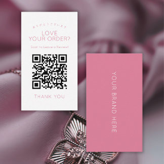 Einfacher Rosa QR-Code - Hinterlasse eine Bewertun Visitenkarte