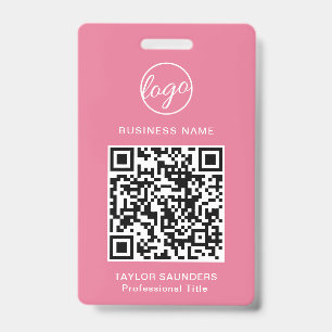 Einfacher rosa QR-Code-Mitarbeiterausweis Ausweis