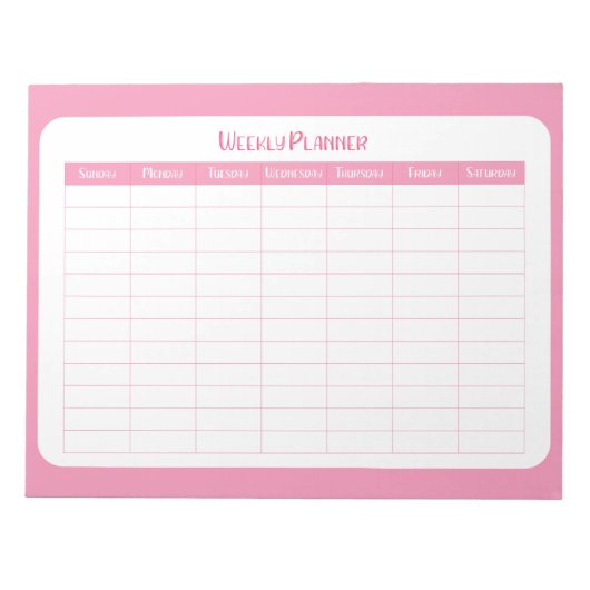 Einfacher rosa Wochenplaner Notizblock (Vorderseite)